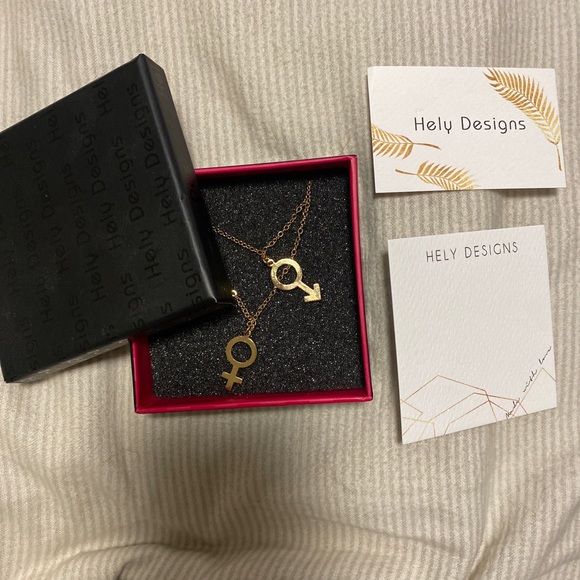 Hely Designs male and female gold couples necklace - Picture 1 of 1